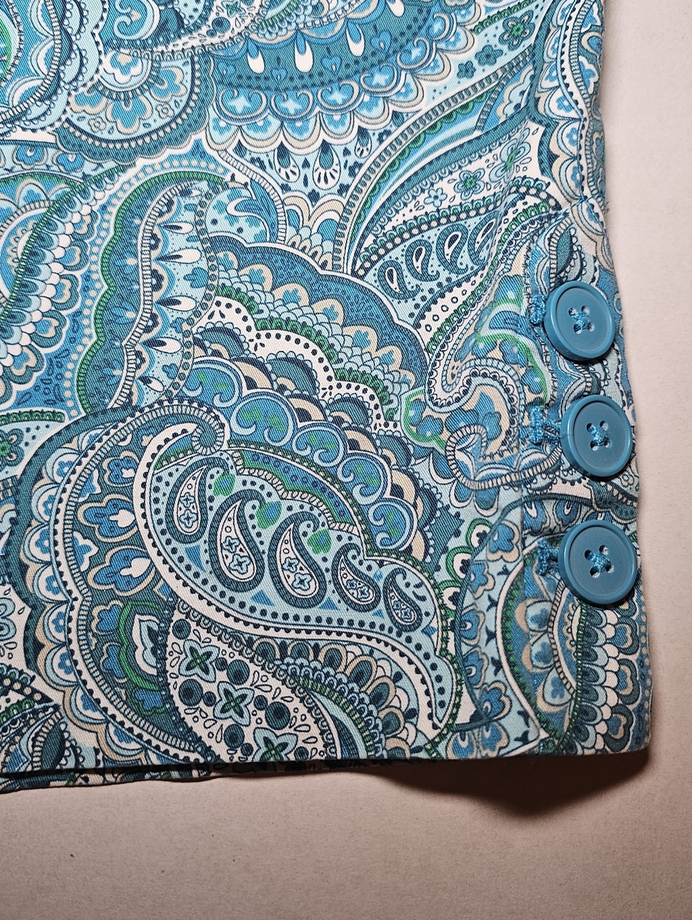 Talbots Womens Casual Pants Size 14 W Blue Paisley Cotton Cropped - Picture 2 of 10